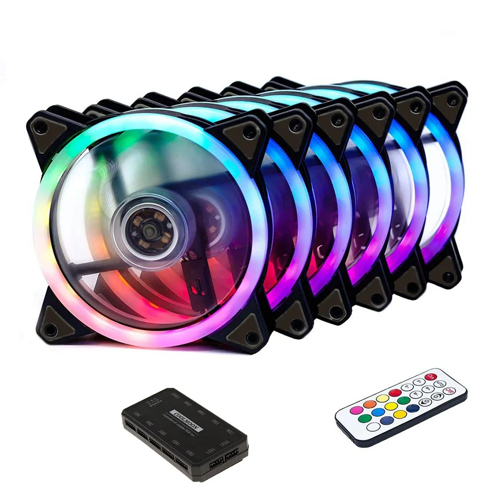 Computer Case PC Cooling Fan RGB Adjust LED 120mm Quiet + IR Remote New Computer Cooler Cooling RGB Case Fan For CPU