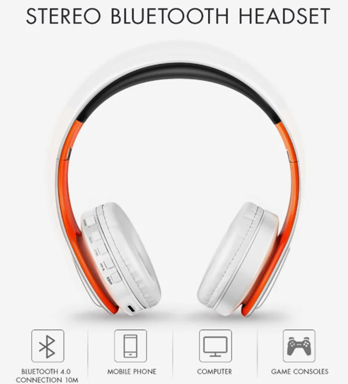 Беспроводные наушники Bluetooth стереонаушники складная гарнитура FM с микрофоном
