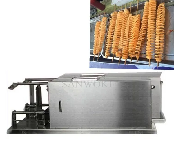 Fully Automatic stretch Electric Potato Twister Tornado Slicer Machine;Potato spiral potato cutting machine;Spiral Slicer