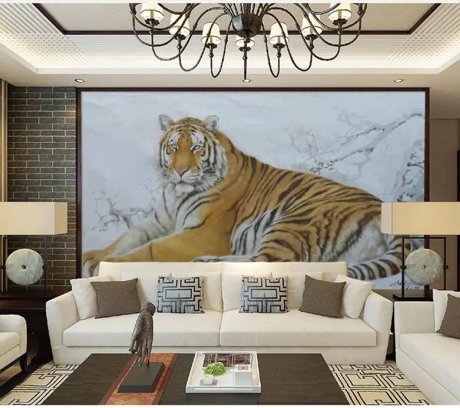 modern wallpaper for living room Ink tiger snow mural 3d wallpaper 3d wall papers for tv backdrop modern wallpaper for living room Ink tiger snow mural 3d wallpaper 3d wall papers for tv backdrop
