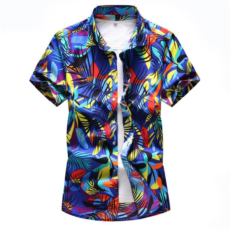 

Short Sleeve Shirt Men Summer Fashion Casual Plus Size Mens Shirts High Quality Flower Shirts Mens Social 6XL 7XL