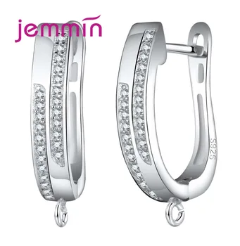 

New Fashion Findings 925 Sterling Silver Earrings Accessories Gorgeous Crystal Hoop Earrings Components for Women Bijoux