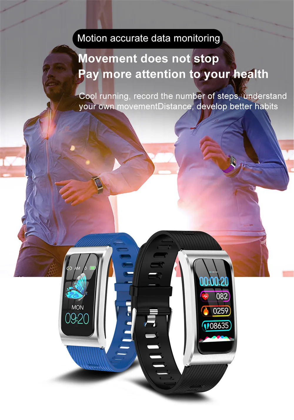 AK12 Smart Bracelet Color Screen IP68 Waterproof Women Smart Watch Heart Rate Monitor Cycle Activity Monitor Sports Band