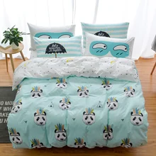 100% Cotton Owl Panda Fox Cat Bedding Set Cartoon Modern Flower Queen Size Stripe Bed Duvet Cover Bed Sheet Bed Linen Pillow