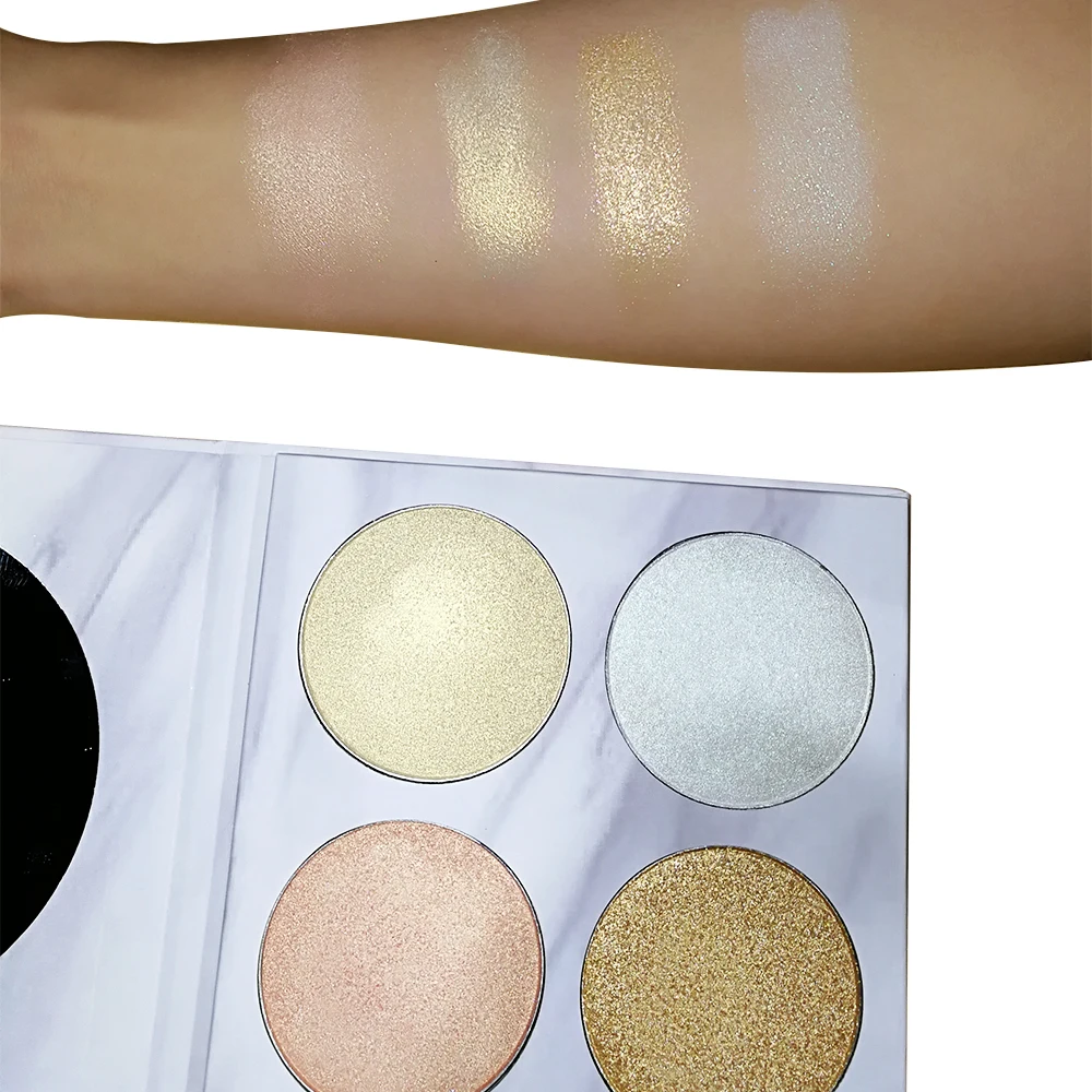 

No Logo 4 colors highlighter Makeup Glow Kit Marble Face Highlighter powder palette Highlighter Bronzer Face Contour palette
