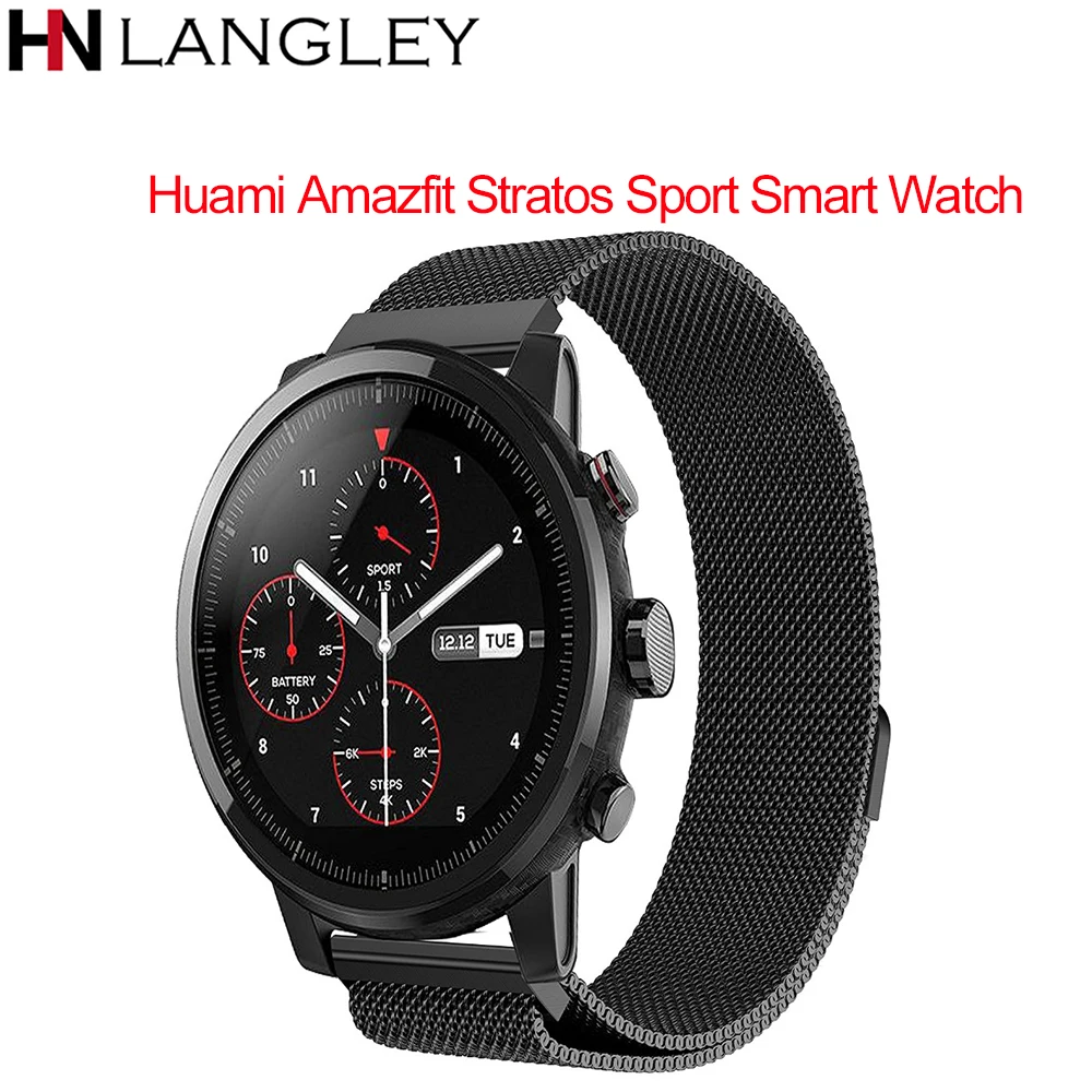 

22mm Metal Loop Stainless Steel Watch Strap for Xiaomi Huami Amazfit Pace Bracelet Watch Band Milanese Amazfit Stratos 2 2S