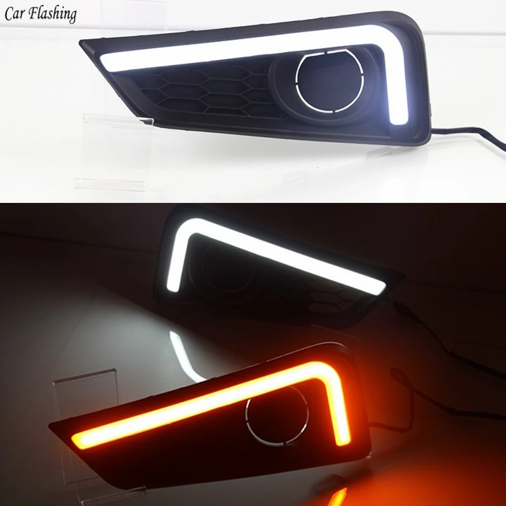 

Car Flashing 1 Set For Honda City 2015 2016 LED DRL Daytime Running Light Daylight 12V ABS Fog Lamp Cover Yellow Turn Signal