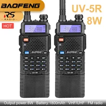 BAOFENG UV-5R 8 Вт иди и болтай Walkie Talkie “иди и 3800 мАч двухдиапазонный передатчик УКВ Любительское радио, Си-Би радиосвязь станция коротковолновым приемником скремблер сканер VOX