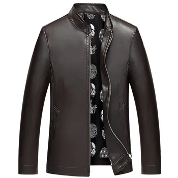 

1856 New Fashion Men Spring&Autumn Clothing Men's Leather Jacket Zipper Men's Coat Genuine Leather Overcoat Male Zipper Coat