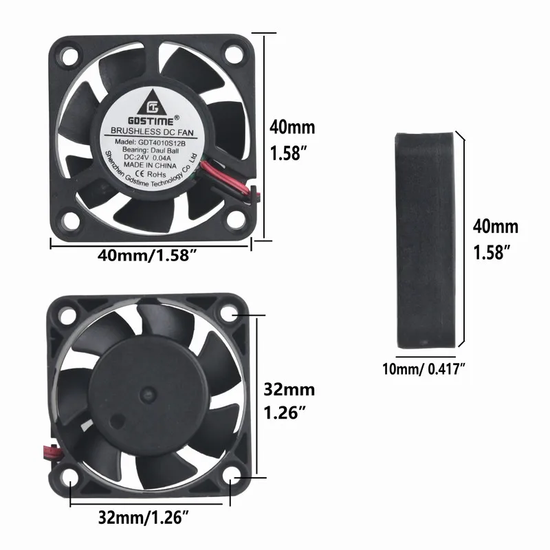1 шт. Gdstime 24 В шарикоподшипник 40 мм 40*40*10 мм вентилятор охлаждения ПК ноутбук чехол для компьютера кулер промышленный осевой вентилятор