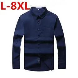 Новый 7XL 6XL Фирменная Новинка Для мужчин рубашка мужской Сорочки выходные для мужчин Мужская Мода Повседневное с длинным рукавом Бизнес