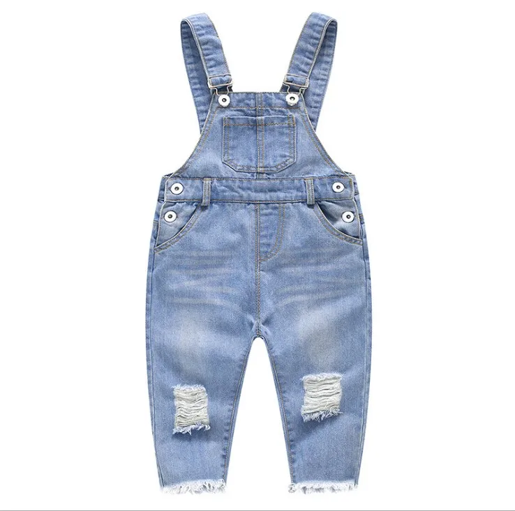 new 2018 spring baby boy hole denim overall fashion style kids jeans