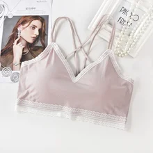 Сексуальная Слинг кружево мягкий бюстгальтер с перекрестными завязками Красота задней застежкой-молнией на спине, сплошное нижнее белье