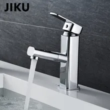 JIKU Single Handle Bathroom Hot And Cold Water Mixer Taps Basin Faucet Kitchen Deck Mounted Brushed Chrome Basin Faucet gizero newly black kitchen faucet brushed tap deck mounted hot and cold water crane mixing taps gi2071