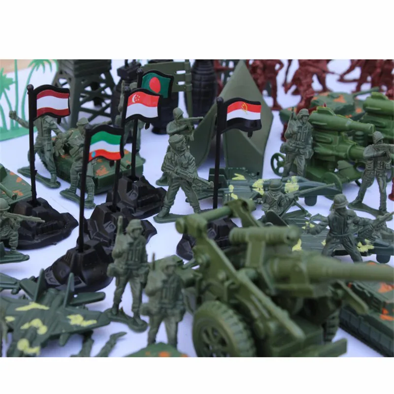 170pcs Military Scene Kit 5CM Soldier figures Tank Aircraft Rocket Army Men Sand Scene Kids Children Collection Toy Funny (5)