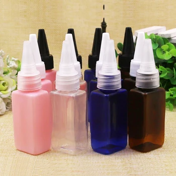 

50pcs/lot 30ml square empty transparent plastic glue water container with cap,lotion bottles, travel size small cosmetics vials