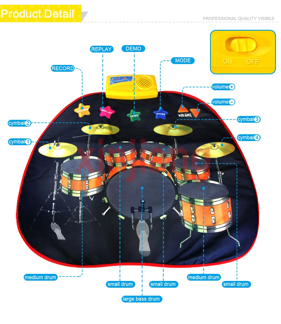 Детский игровой коврик, музыкальный коврик с барабаном, 8 тонный барабанный инструмент, ковер для записи, одеяло, развивающие игрушки для детей}