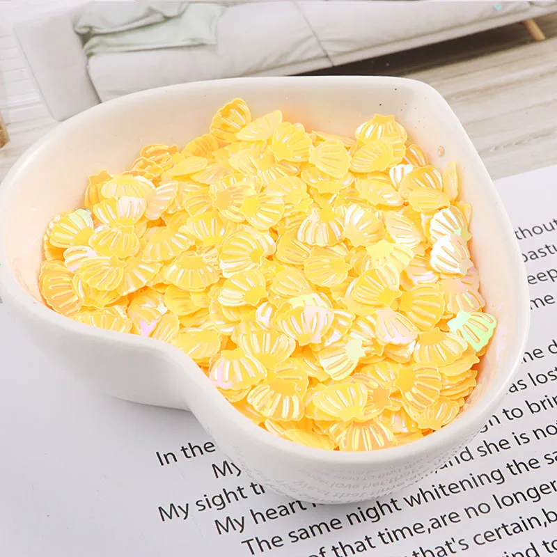 10g/pack 7mm Sea Shell Sequins Paillettes Sewing Material,Wedding Craft,Women Garment Kids DIY Accessories - Color: AB Yellow