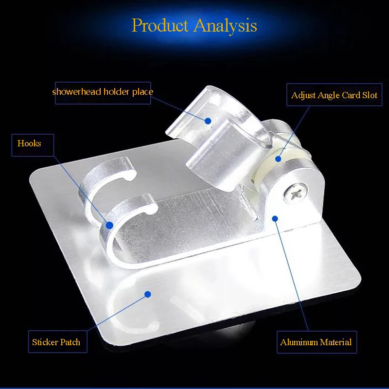 ZhangJi бесшовный аксессуар для ванной комнаты Регулируемый самоклеющийся держатель для душа крючки рустостойкий алюминиевый держатель для душа без дрели