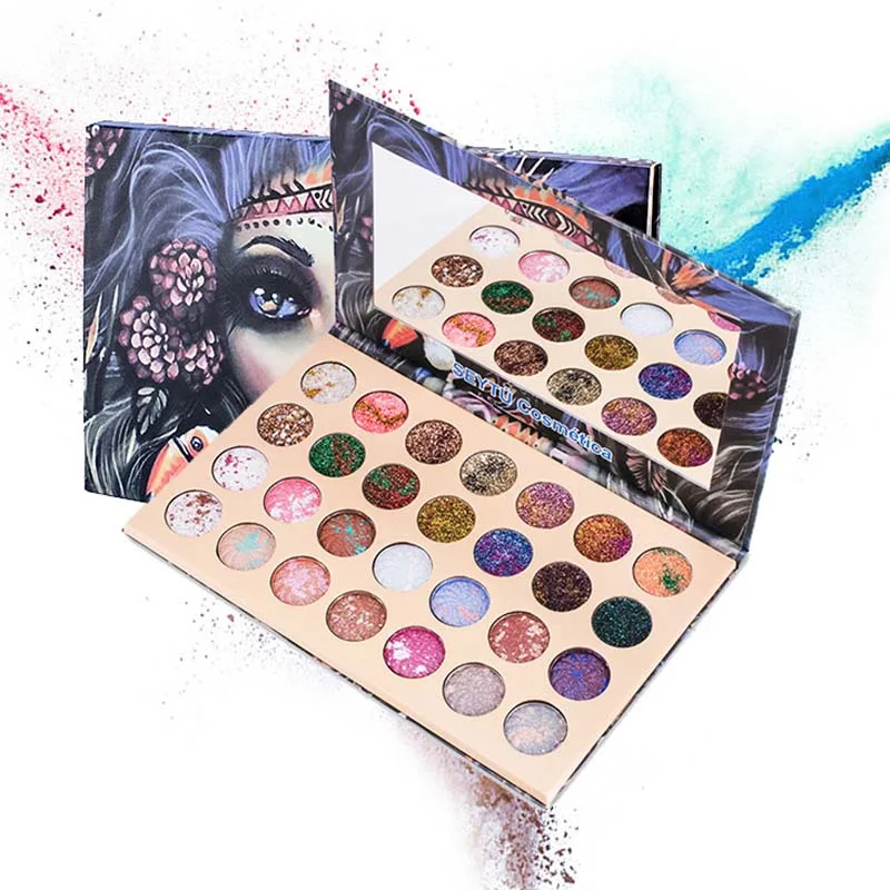 

28 Color Mermaid Squamous Eyeshadow Palette Pearl Matte Glitter Powder Sequin Eye Shadow Spot Balm Stamp Shadow Pallette Makeup