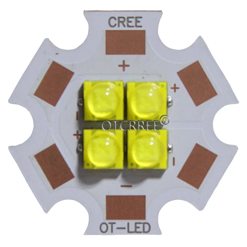 20 Вт Cree XTE XT-E 4 светодиода 4 чип светодиодный излучатель светильник 3 В/6 в/12 в белый/теплый белый/нейтральный белый/450nm на 20 мм медной печатной плате