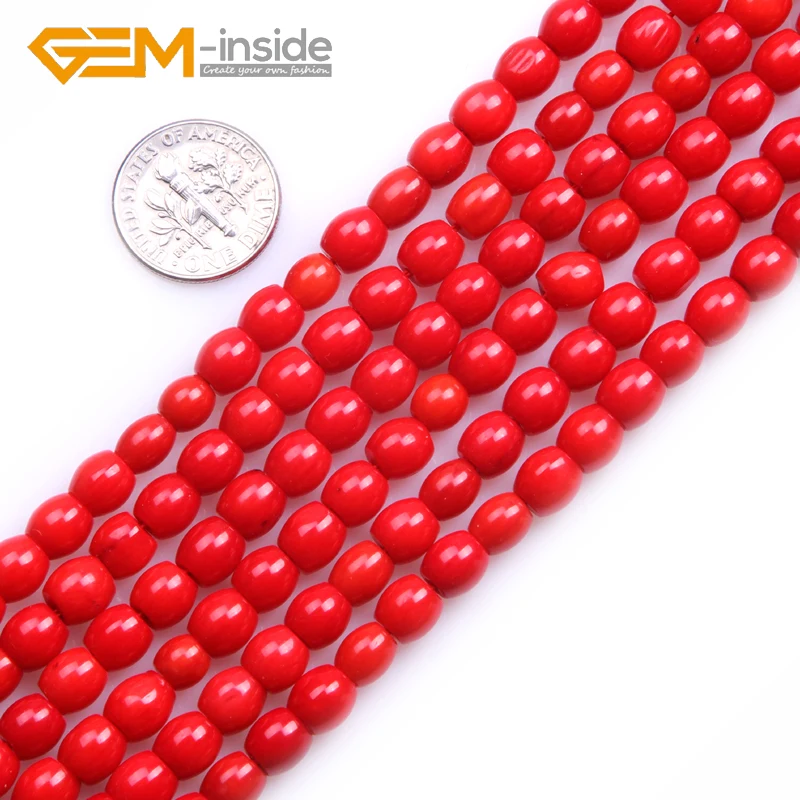 7x6mm Column Shape Red Coral Beads Natural Coral Beads Loose Bead For