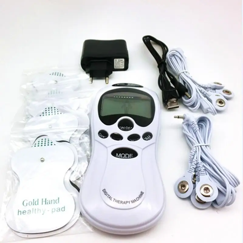 

New English Key Dual input Electrical Stimulator Full Body Relax Muscle Massager,Pulse tens Acupuncture therapy+8 Electrode pads