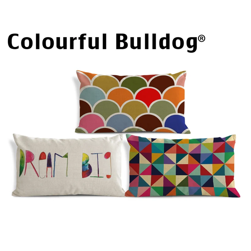 Geometry Cushion Case Word Striped Pillow Case Zigzag Retro Settee