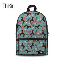 THIKIN Для женщин холст школьная сумка цвергпинчер цветок печати Школьный для детей девочек большой рюкзак марка Bagpack Bookbag