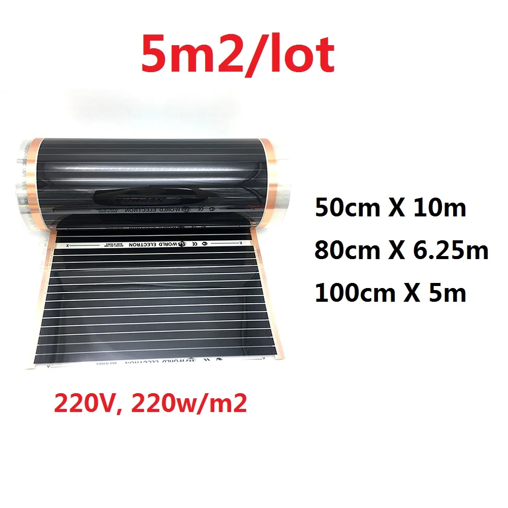 

5m2 Far Infrared Carbon Heating Film 50cm 80cm 100cm Width Underfloor Warm Floor Mat