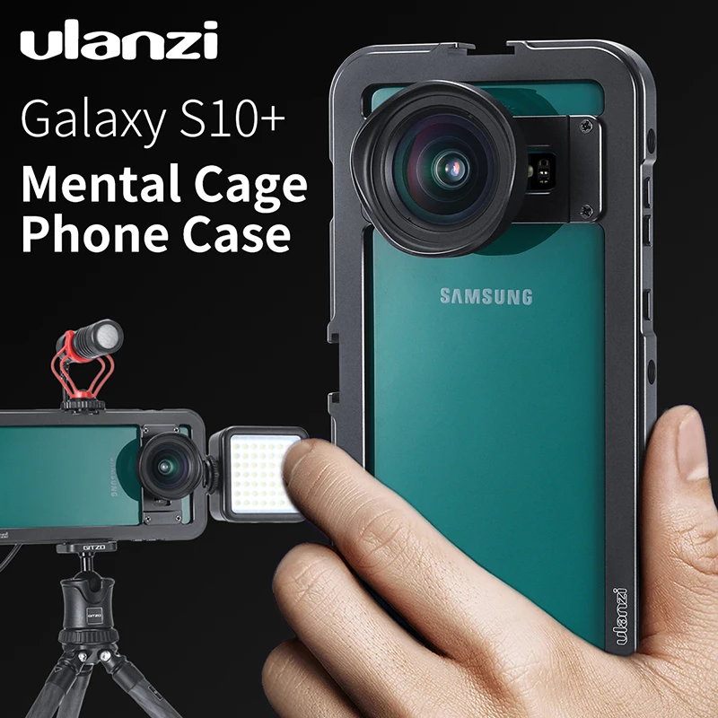 

Ulanzi Vertical Shooting Vlog Metal Cage for Samsung S10 Plus Magnetic Case Cage With 1/4 Thread Cold Shoe for Mic LED Light