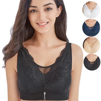 

Sexy Solid Color Lace Large Cup Cover Without Steel Ring Receiving Milk Adjustment Type Gathered Bra