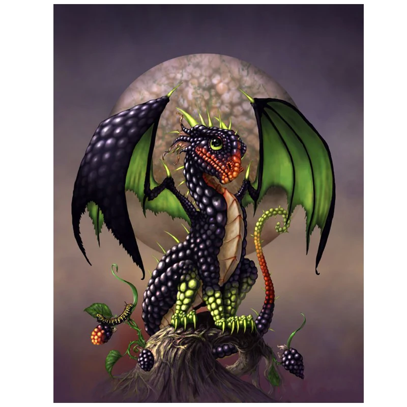 

Diamond Painting 5D Cartoon Mini dragon Diy Diamond Embroidery Blackberry dragon Full drill square round rhinestones GiftZP-2242
