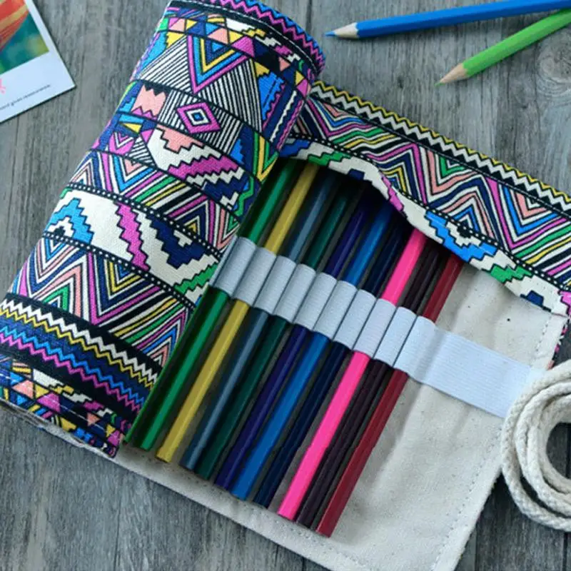 

36 Holes Artist Pencils Pouch Case Pencil Wrap Pen Box Pencil Case Canvas Roll Up Makeups Storage Bag Comestic Bags #5