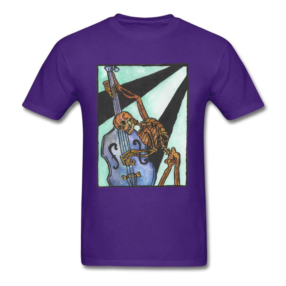 100% Cotton Men Short Sleeve Double Bass Jazz Skeleton T Shirt Geek Tops Shirts Faddish Customized Round Collar Tops Tees Double Bass Jazz Skeleton purple