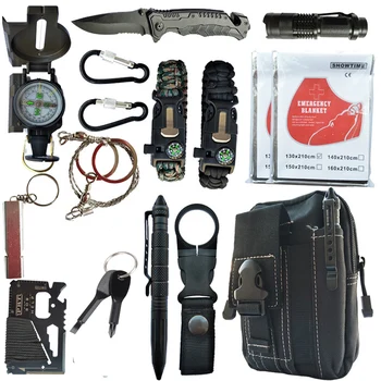 

16 in1Emergency Survival kit Gear multi tool First Aid Kit Outdoor Camping equipment Survival Whistle Flashlight Tactical pen