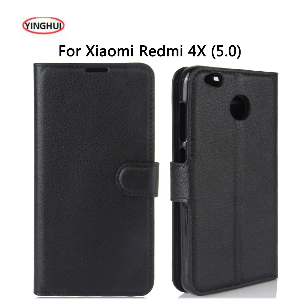 

YINGHUI Luxury PU Leather Smart Flip Cover For Xiaomi Redmi 4X Case Stand Wallet For Xaomi Redmi 4X 4 X Protective Phone Fundas