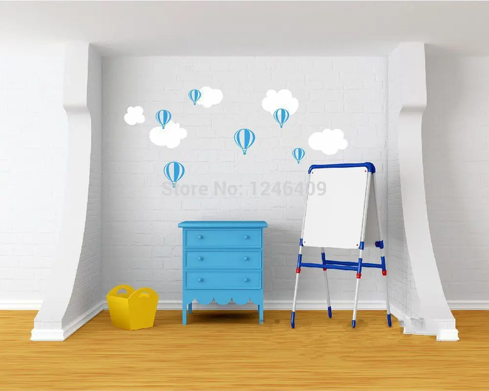

Cute Hot Air Balloon Wall Sticker Balloon Clouds Baby Nursery Wall Decals DIY Vinyl Sticker For Kids Room