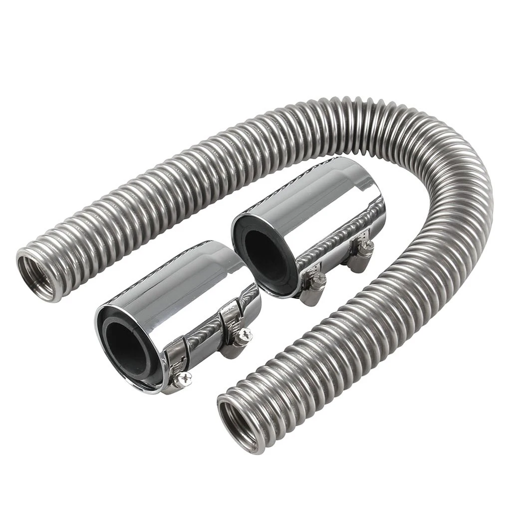 

24 inch Aluminum Flex Coolant Water Radiator Hose With Upper Lower End Caps Kit