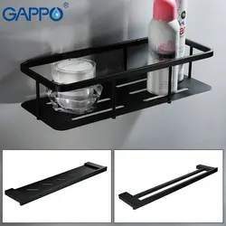 GAPPO банные Аппаратные Наборы черный комплект для ванной комнаты держатель для шампуня держатель для полотенец Настенный ванная наборы