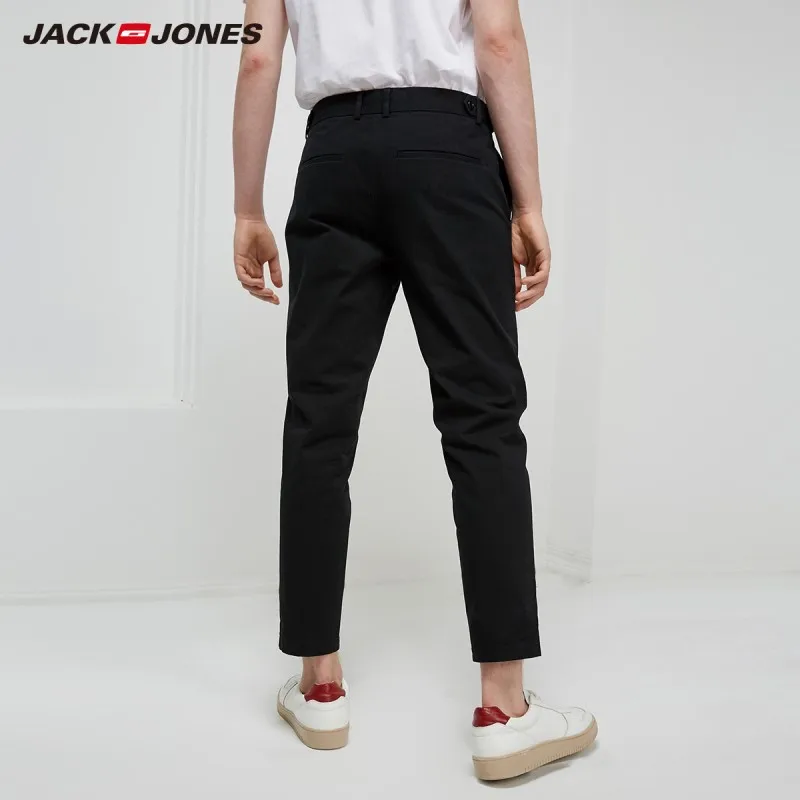 JackJones мужские хлопок облегающие черные укороченные брюки длиной до щиколотки 219114518