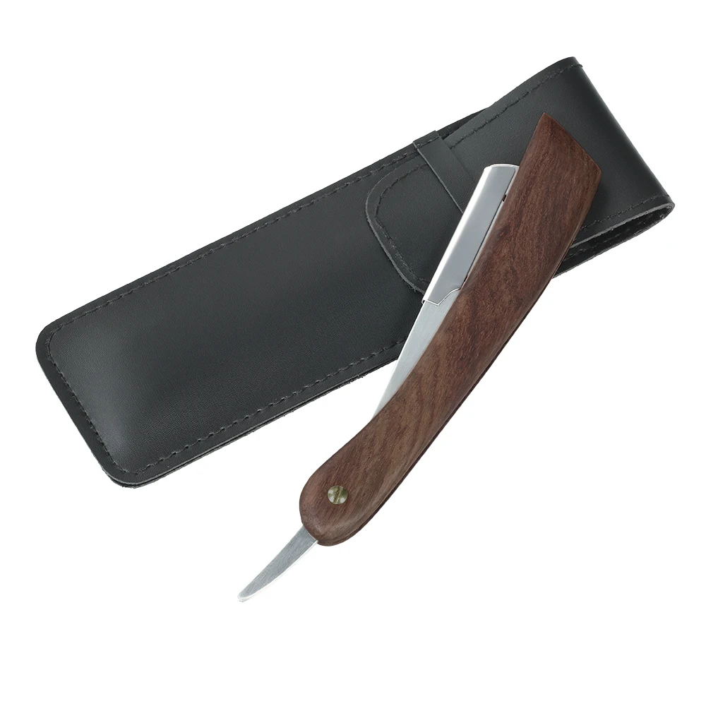 

Shaving Razor Stainless Steel Straight Edge Shaving Razor Folding Barber Facial Cleaning Razor Wooden Cambered Handle Tools