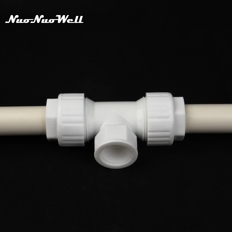 

1 шт. NuoNuoWell 1/2 "Женский Thread-20mm тройник для ремонта труб быстрый соединитель ПВХ водопроводные фитинги садовый адаптер для орошения