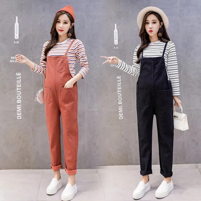 

Cotton Maternity Jumpsuits Winter Pregnancy Clothes High Waist Overalls Braces Pants For Pregnant Women Clothing Jeans
