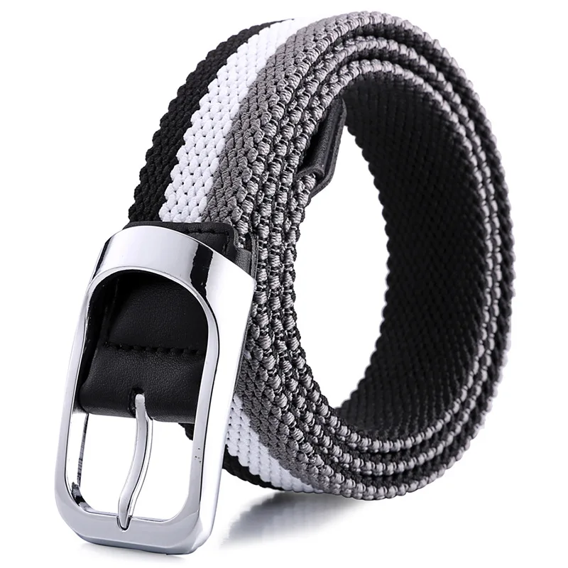 Mens Elastic Braided Patchwork luxury brand Belt For Men's Belts Woven Braided Stretch Webbed with  PU Leather Buckle belt men (2)
