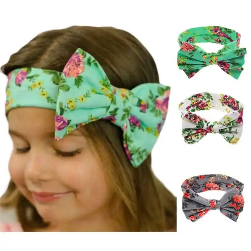 Child Headband Baby Elastic Flowers Big Bowknot Headband Girl Headdress Cute Fashion Princess