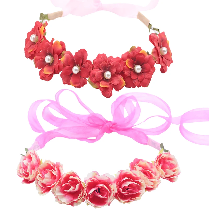 

2019 New Arrivals Flower Headbands For Girls Kids Flower Headband Baby Hair Bands Mommy & Kids Hair Accessories Floral Wreath