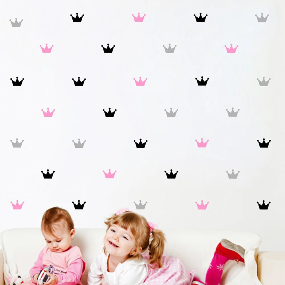 Kamar Anak Anak Putri Kecil Sederhana Cottage Crown 3D Wallpaper