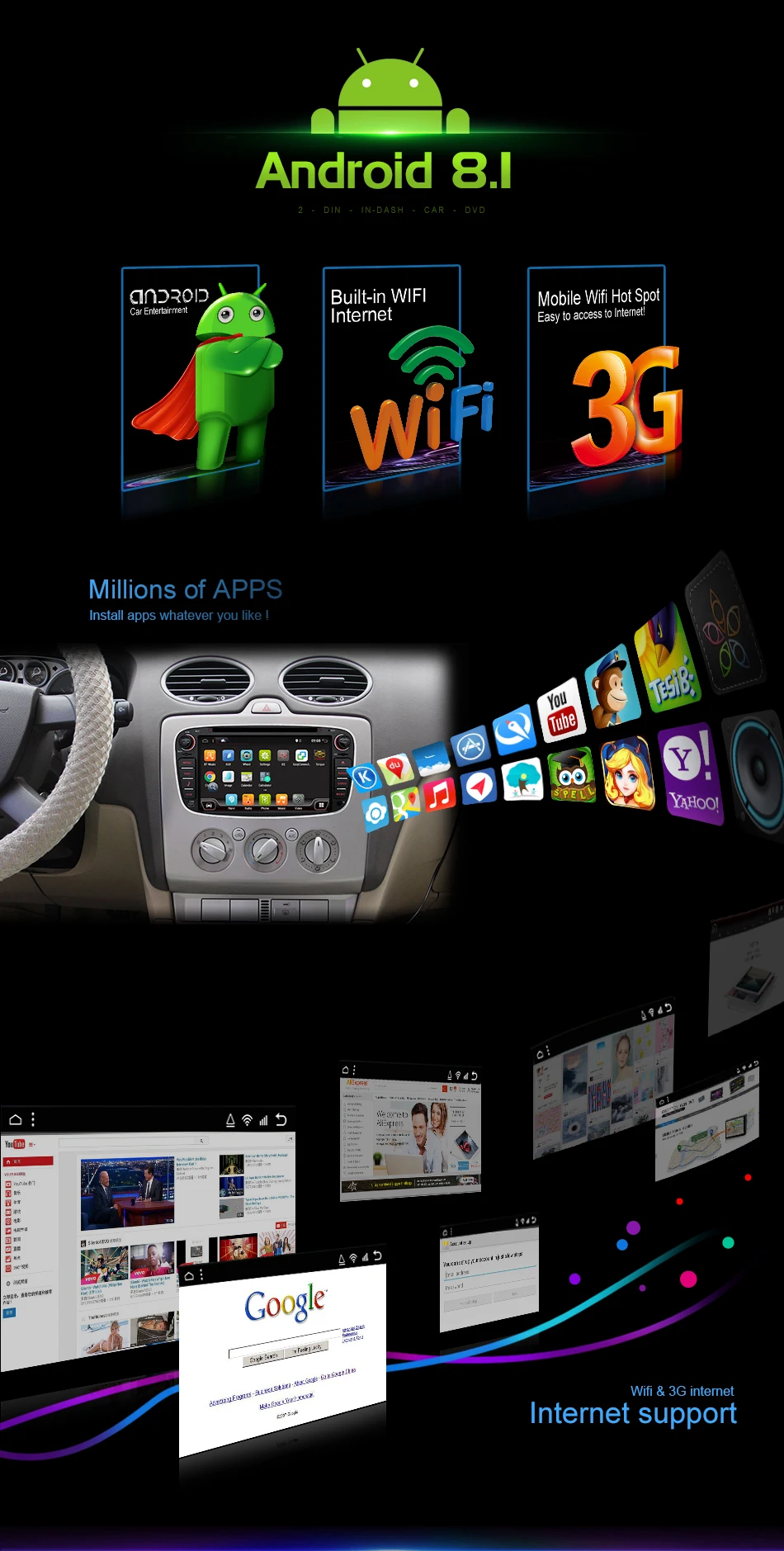 Perfect Bosion Android 9.0 Car Multimedia Player GPS 2 Din Octa Core car dvd for FORD/Focus/S-MAX/Mondeo/C-MAX/Galaxy wifi car radio GPS 1