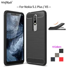 In Fibra di carbonio della Cassa Del Telefono Per Nokia 5.1 Più Il Caso Molle di TPU Della Copertura Posteriore Per Nokia 5.1 Più Del Telefono Del Respingente Per nokia X5 2018 5.86''(China)